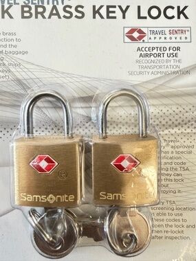Samsonite TSA Approved Brass Luggage Locks 2 Pack Travel Sentry New